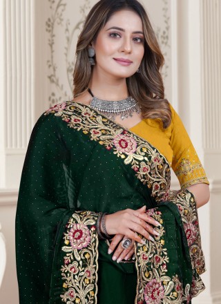Resham Green Satin Silk Classic Saree
