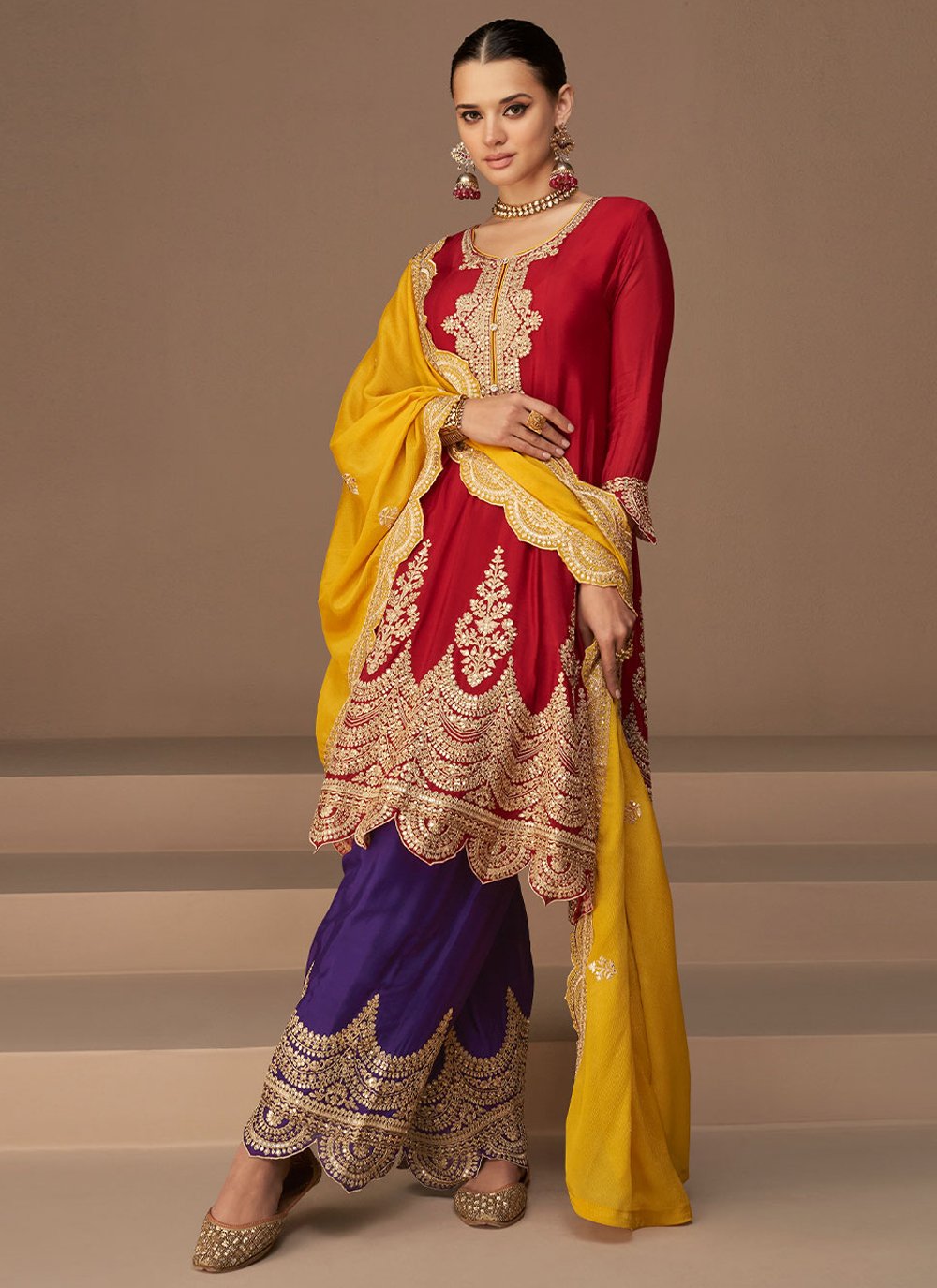 Resham Multi Colour Readymade Salwar Suit 