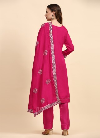 Resham Silk Pink Trendy Salwar Suit
