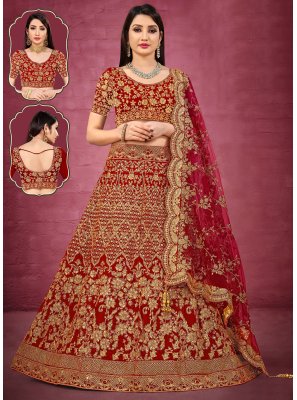 Resham Velvet Lehenga Choli