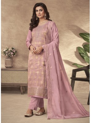 Resham Viscose Trendy Salwar Kameez in Pink