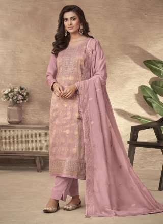Resham Viscose Trendy Salwar Kameez in Pink