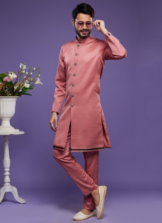 Rose Pink Art Banarasi Silk Indo Western