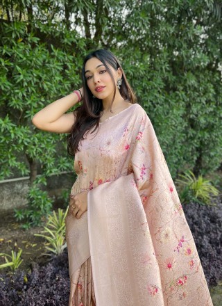 Rose Pink Banarasi Silk Classic Saree