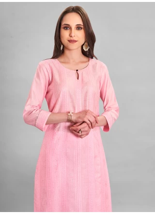 Rose Pink Chanderi Trendy Salwar Suit