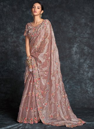 Rose Pink Color Designer Saree