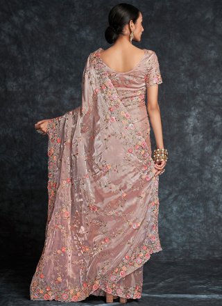 Rose Pink Color Designer Saree