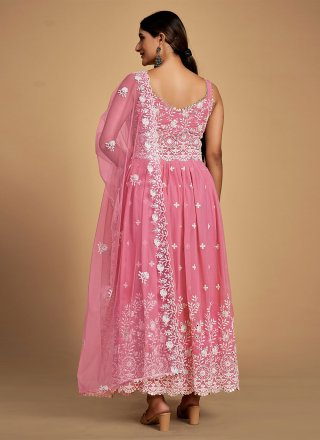 Rose Pink Georgette Sangeet Anarkali Salwar Kameez