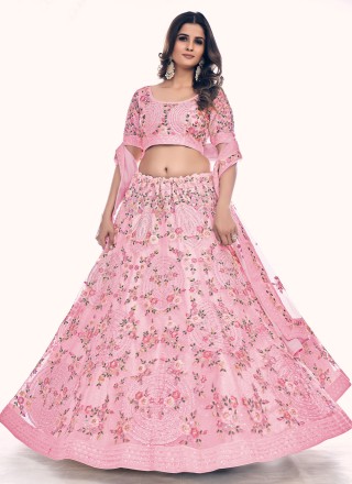 Rose Pink Sequins Wedding Lehenga Choli