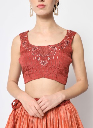 Rust Embroidered Lehenga Choli
