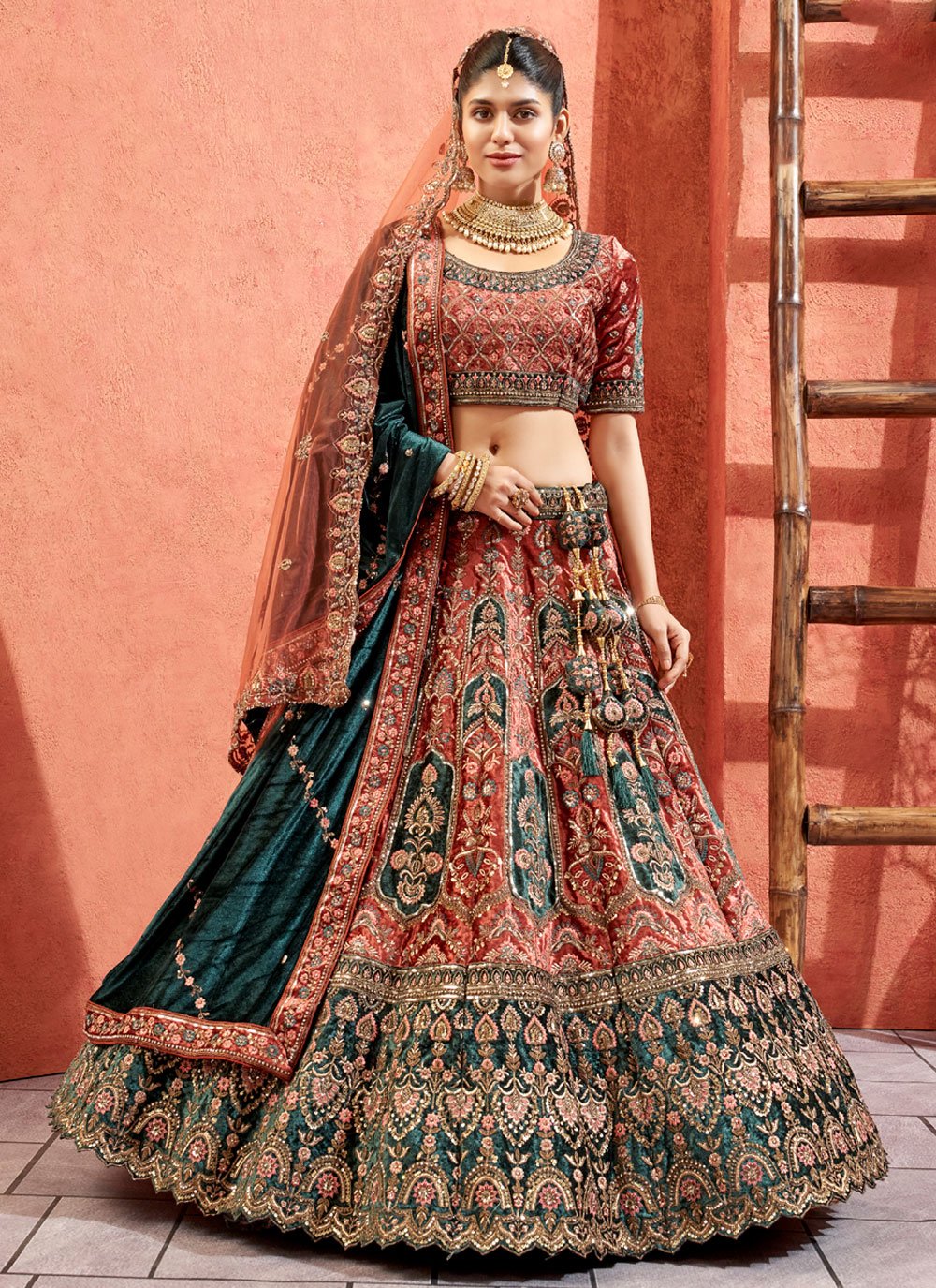 Scarlet Red Orange Bridal Lehenga for Special Occasions Online