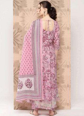 Salwar Suit Printed Cotton in Pink