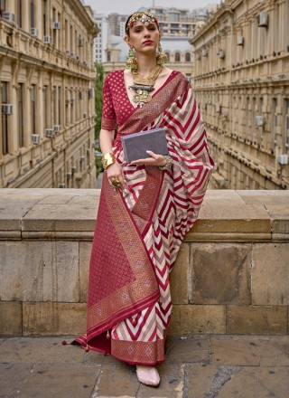 Silk Fabric Designer Wedding Saree Red,Pink Colour.