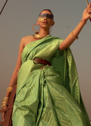 Satin Green Contemporary Saree