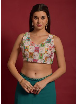 Satin Multi Colour Embroidered Designer Blouse