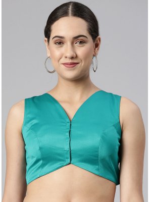 Satin Plain Blouse in Turquoise