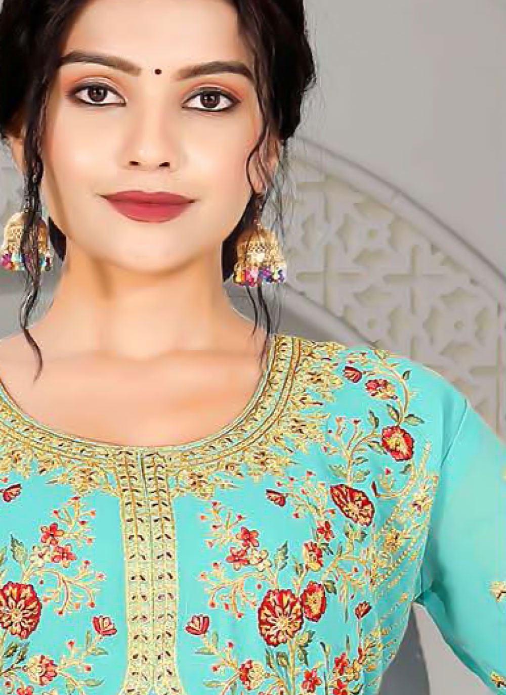 Sea Green Embroidered Readymade Lehenga Choli buy online