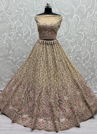 Sea Green Fancy Net Long Choli Lehenga