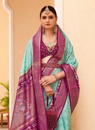 Sea Green Silk Classic Sari with