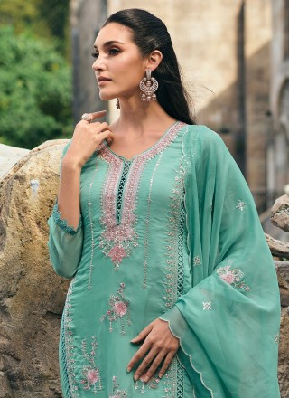 Sea Green Stone Sangeet Trendy Salwar Kameez