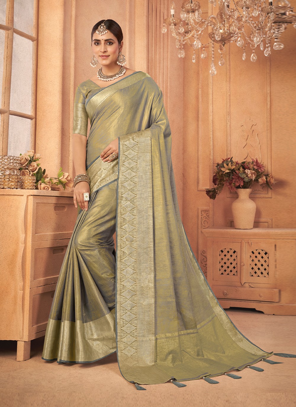 Pre-stitched Lycra (Elastane) Saree in Dark Green | Saree designs, Trendy  sarees, Designer sarees online