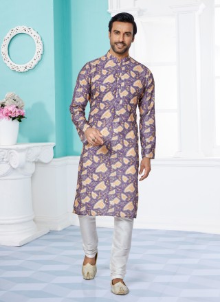 Sequins Fancy Fabric Kurta Pyjama in Multi Colour