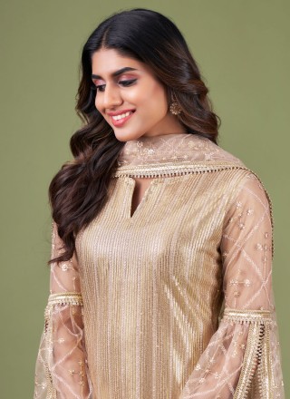 Sequins Gold Straight Salwar Kameez