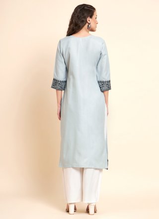 Sequins Grey Cotton Designer Kurti