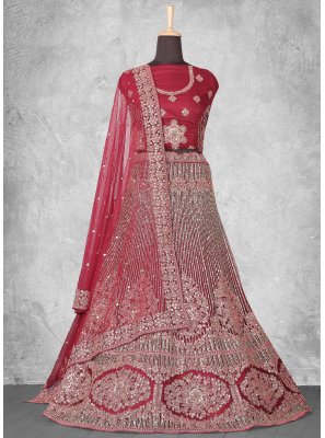 Sequins Maroon Velvet Designer Lehenga Choli