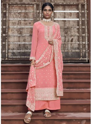 Sequins Pink Georgette Designer Salwar Kameez
