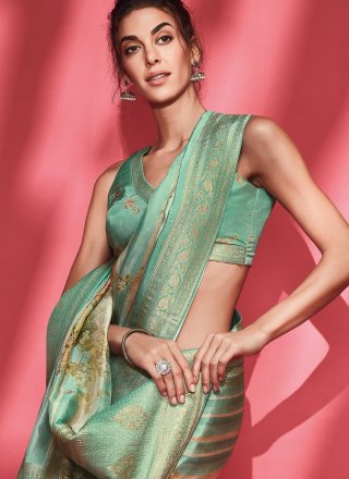 Sightly Green Viscose Designer Sari