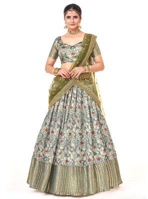 Silk A Line Lehenga Choli in Grey