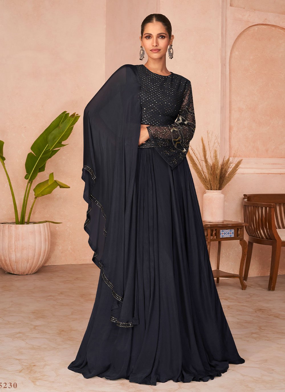 Silk Black Trendy Gown