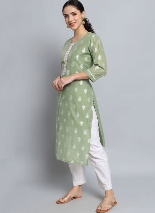 Silk Blend Casual Kurti In Green