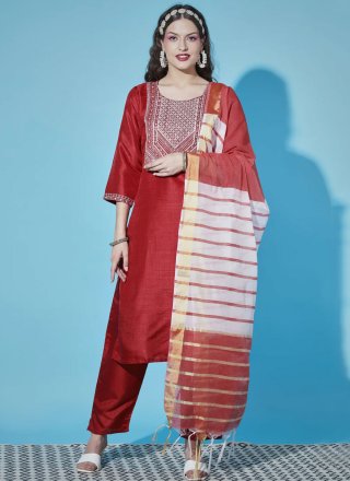 Capricious Embroidered Work Fancy Fabric Pant Style Suit