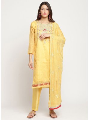 Silk Blend Yellow Pant Style Suit