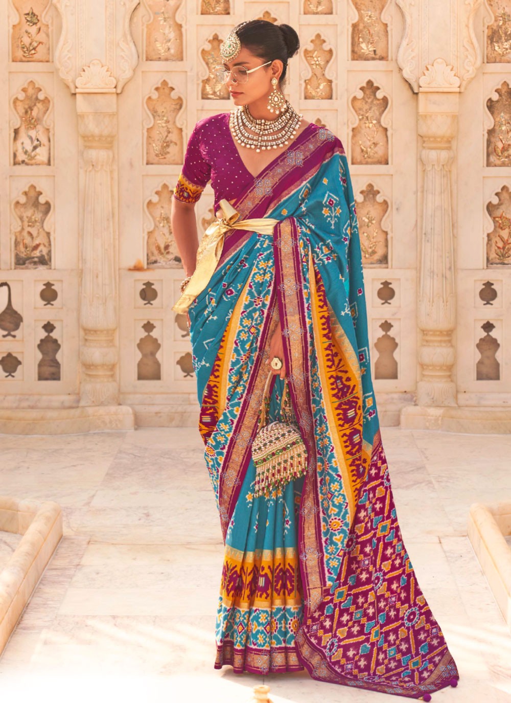 Buy Online Silk Blue and Purple Weaving Saree : 250447