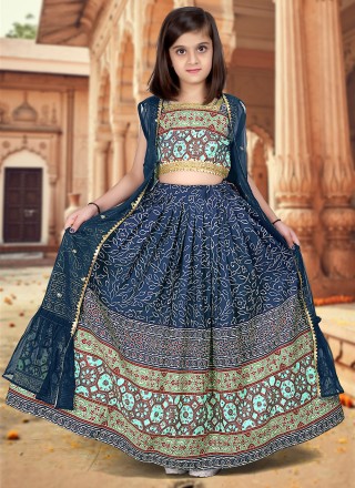 Shop Online Silk Blue Sequins Readymade Lehenga Choli : 258769 -