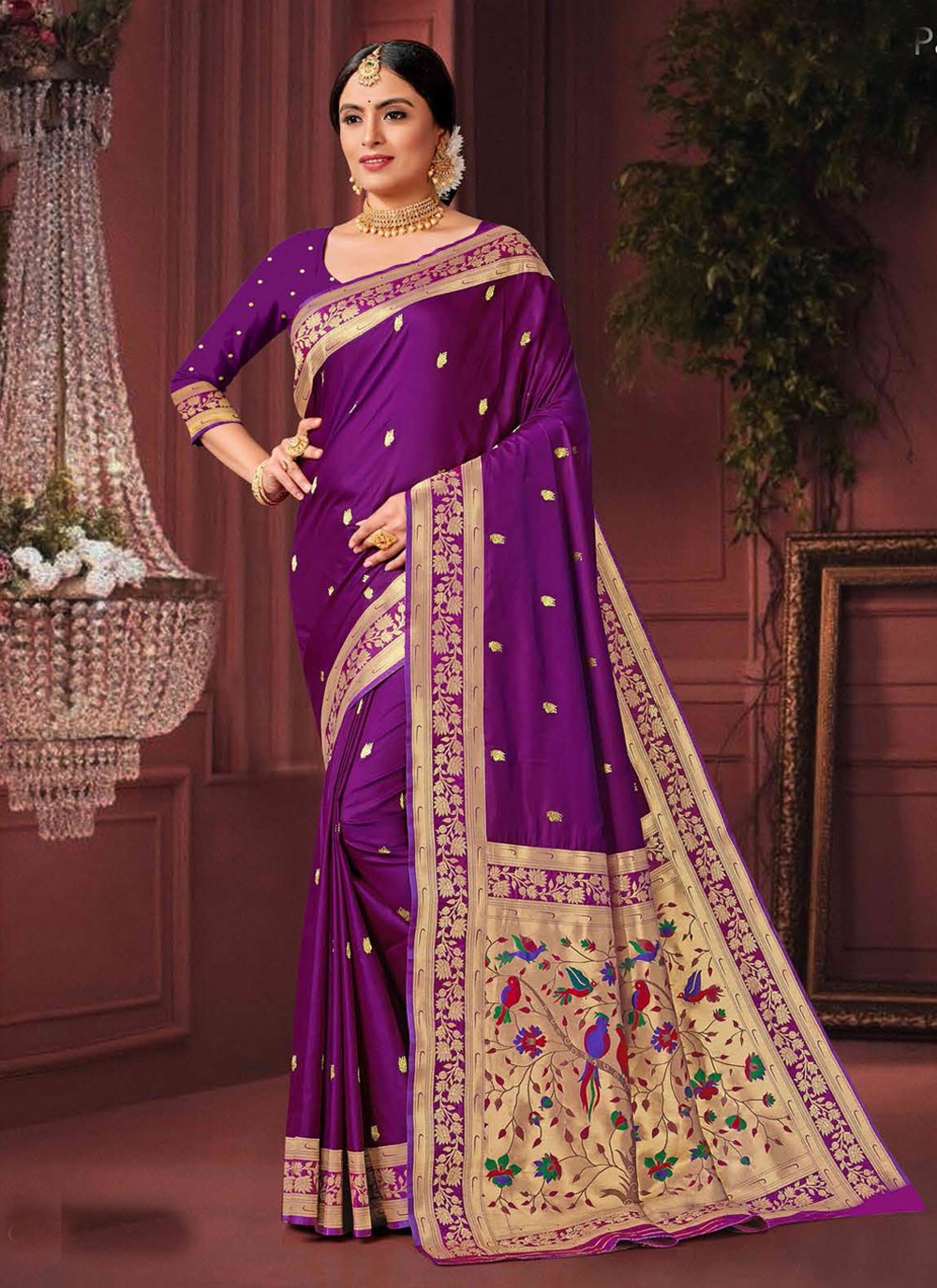Silk Classic Saree in Purple
