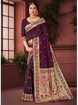 Silk Classic Saree in Wine