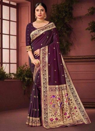 Silk Classic Saree in Wine