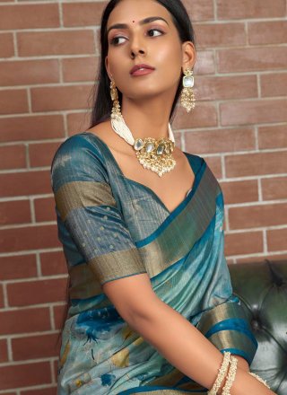 Silk Classic Sari with Floral Patch Work