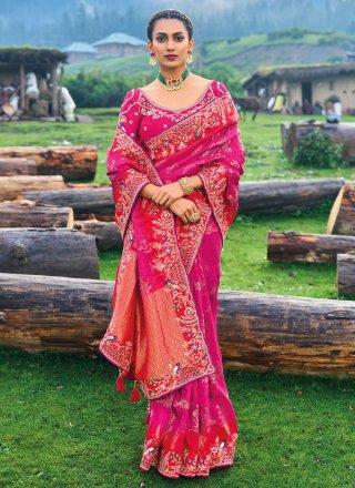 Chiffon Embroidery Saree In Light Pink Colour - SR4690468