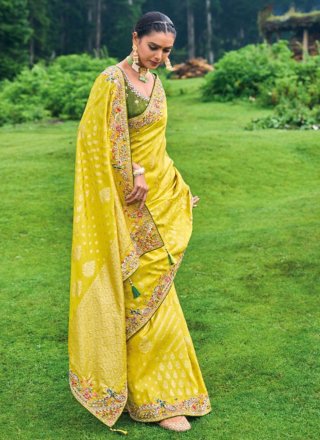 Silk Contemporary Sari with Embroidered Work