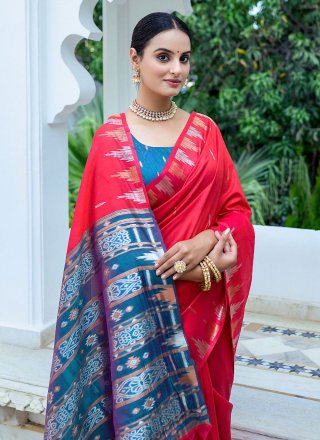 Silk Contemporary Sari with Woven Work