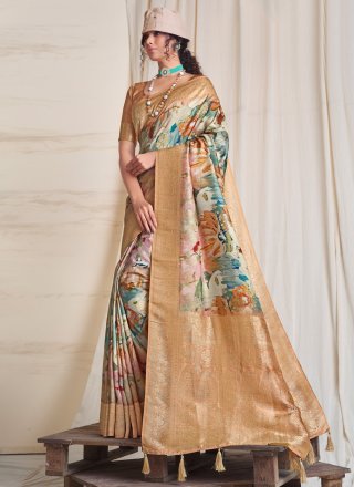 Silk Contemporary Saree with Digital Print Work