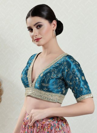 Silk Designer Blouse with Embroidered and Sequins Work