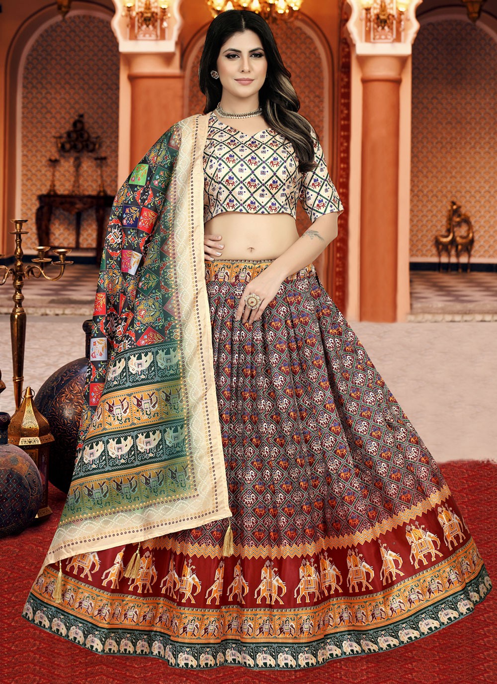Latest Banarasi Silk Lehenga Designs Online - Joshindia