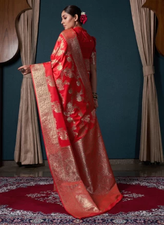 Silk Designer Red Contemporary Saree