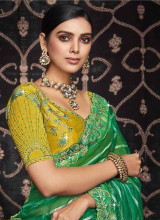 Silk Designer Saree In Green
